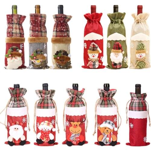 Christmas Decorations for Home Santa Claus Wine Bottle Cover Snowman Stocking Holders Christmas Gift Navidad Decor New Year
