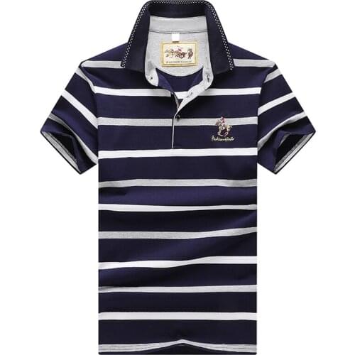 New Polo Shirt men 95% Cotton Summer Short Sleeve Striped Golf Polo Shirt Casual 3D Embroidery Business Shirt Men Brand Clothing