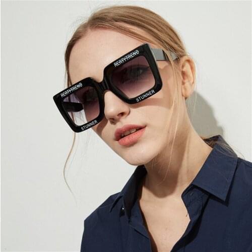 Oversized Black Sunglasses 2020 Women Retro Vintage Square Sun Glasses Men Luxury Brand Gradient Shades Eyewear Oculos De Sol