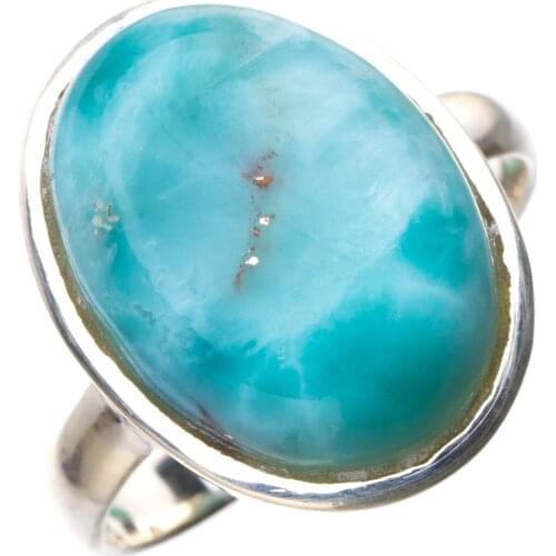 StarGems Natural Caribbean Larimar Handmade 925 Sterling Silver Ring 6 E2824