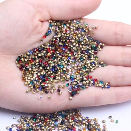 Ss9 2.5-2.6mm 1440pcs/Pack Strass Chatons-Stone Jewelry-Making Glass Nail-Art Pointed-Back Diamante-Supplier Cone