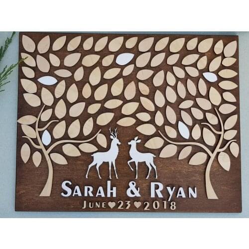 Wedding Guest Book Rustic Alternative Wedding guest book 3D Guest Book Wood Guest Book Deer Buck and Doe
