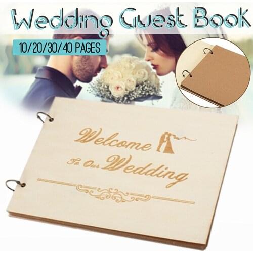 Wedding Guest Book Album Gift Wooden Wedding Guest DIY Memories Book for Couple Anniversary Favors