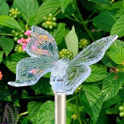 Color-Changing LED Solar Landscape Path Light Outdoor Dragonfly/Butterfly/Bird Lawn Lamps Waterproof Garden Camping Lamp RGB