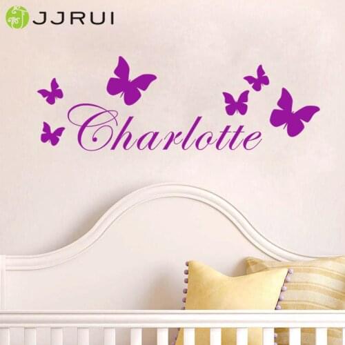 JJRUI Personalised Butterfly Any Name Vinyl Wall Sticker Art Decal Kids Bedroom Gift Home Decor Nursery Room Choose 21 Color
