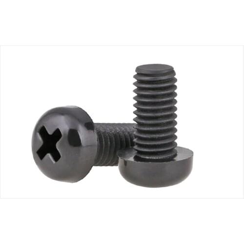 1000pcs/lot M2X4/5/6/8/10/12/15/20/25MM BLACK Nylon Philips Cross Head Screw Cross Bolt Screw Round Head Electronic Screw