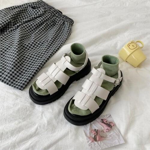 Retro Woman Shoes Heels Beige Heeled Sandals Breathable 2021 Summer Original Chunky Black Fashion New Girls Low