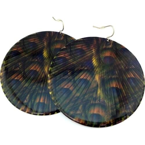 Women Casual Special store 2016 Round peacock feather elements Drop pendant hanging earring brincos female turkey earing