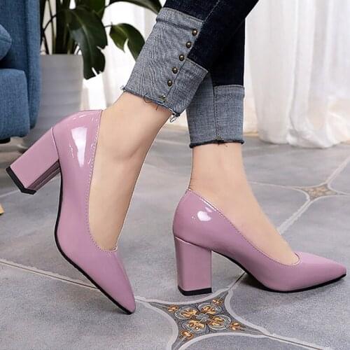 Women Pumps Women Stiletto High Heel Fashion Large Size 34-43 Pointed Toe Elegant Woman Shoes Shallow Square Heel Increase