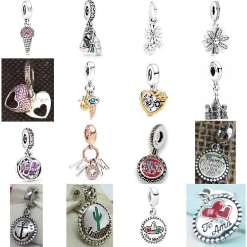 NEW 2021 100% 925 Sterling Silver Lce Cream Flower Charm Pendant Fit DIY Original Bracelet Fshion Jewelry Gift