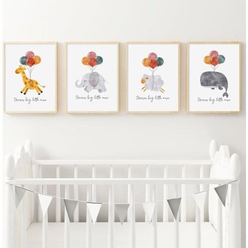 Animal Elephant Colorful Ballon Dream Posters Canvas Painting Nursery Wall Art Prints Picture Babys Bedroom Home Interior Decor
