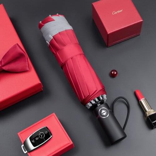 Fully Automatic Umbrella Men Wind Resistant Folding Reflective Men Umbrella Rain Women Business Gentleman Quality Rain Gear Y6S
