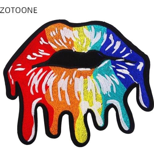 ZOTOONE Big Back Sexy Colorful Mouth Patches Embroidery Patch for Jackets Sew on Cloth Stickers DIY Clothing Accessorie Badge H
