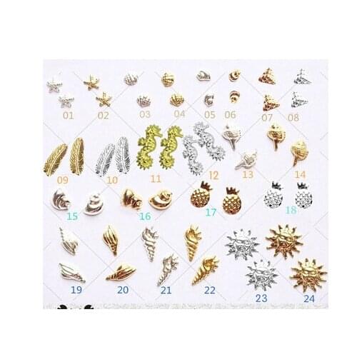 2/3/4/5mm size gold silver sea designs Lots 5000Pcs Sea Star,Sea Horse,Shell nail studs Charms Nail Art 2017 New Arrival