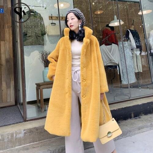 2019 New Winter Women Faux Rabbit Fur Coat Fashion Luxury Long Fur Jacket Loose Thick Warm Overcoat Female Winter Plush Coats
