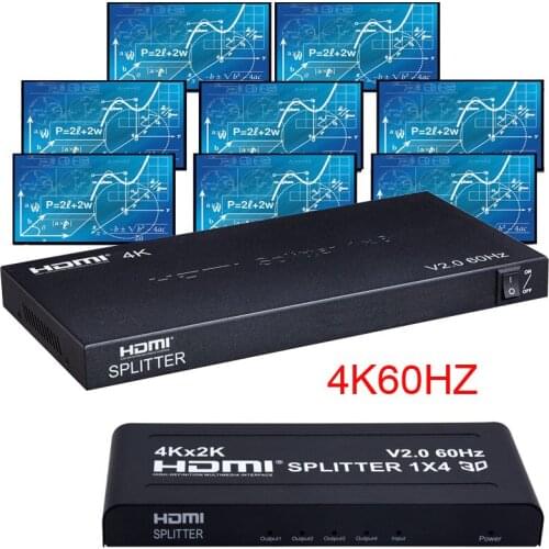 4K 60hz 1x8 HDMI Splitter 1 IN 2 4 6 8 Output 1x2 1x4 HDMI Splitter HDMI 2.0 Audio Video Converter for PS4 PC DVD To TV Monitor