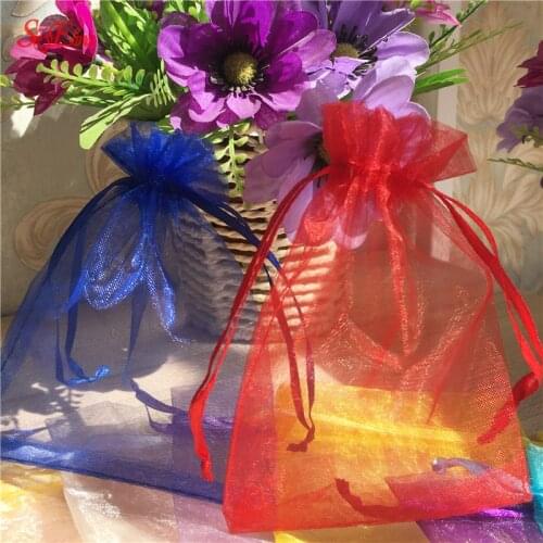 50pcs large organza tulle fabric bags Candy Wedding Supplies Bags Wholesale Gifts Pouches Jewelry Pouches 5Z