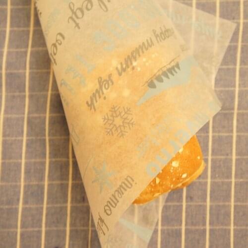 22*25cm north pole story 50pcs Good Material wrapping Cake Cookies Bread Christmas Packaging Butter Slab Wax Baking Paper