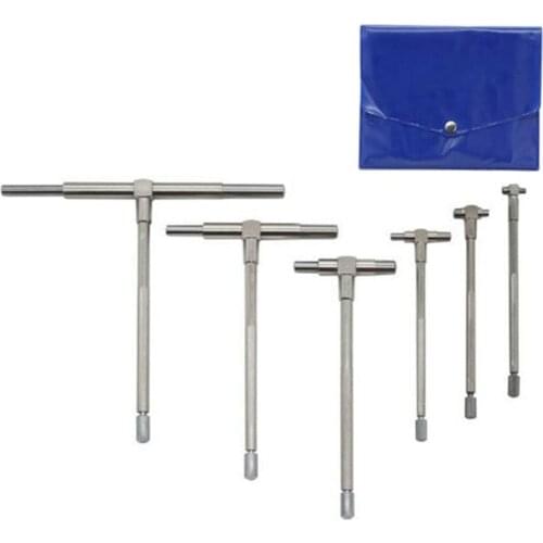 6pcs 8-150mm Micrometer Practical Tool Steel T-Bore Scale Portable Telescopic Gauge Durable Measurement Adjustable Accurate