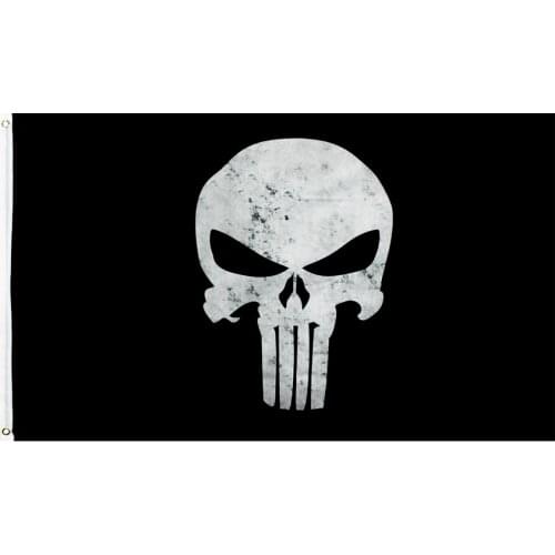 60x90cm/90x150cm Punisher Black Background Flag 2x3ft/3x5ft Decorate Banner