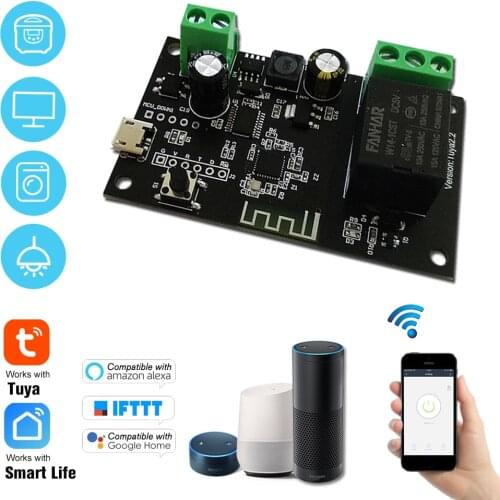 Tuya DC5V 12V 24V 32V WiFi Switch Wireless Relay Module Single-way Inching/Self-Locking Timing Remote Switch for Android/IOS APP