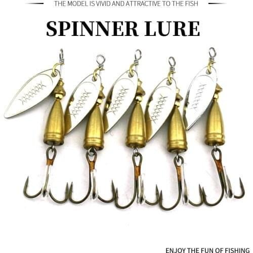 1pcs Spinner Bait Hengjia 7g 6.7cm Artificial Bass Lure Glitter Fishing with Treble Hooks Pesca Trout Metal Bait