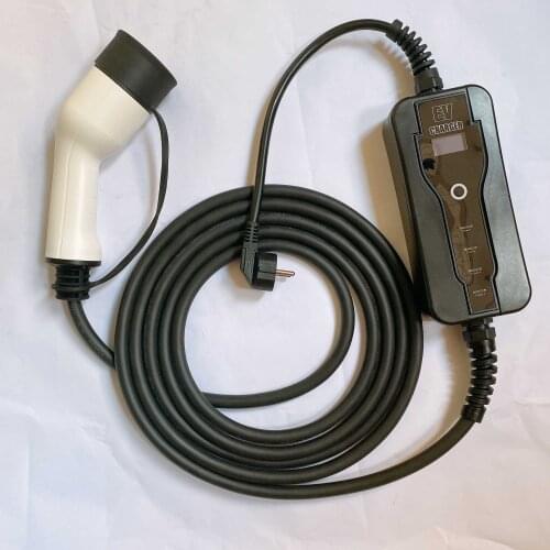 EV Power Supply Equipment Charging Cable Portable Charger Type1 16A Russian Plug 15m Control Box Display Adjustable
