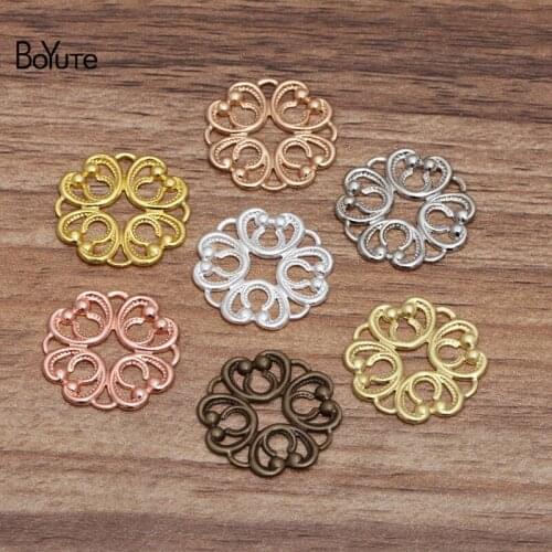 BoYuTe (100 Pieces/Lot) 20MM Metal Brass Stamping Filigree Flower Materials Diy Hand Made Jewelry Findings