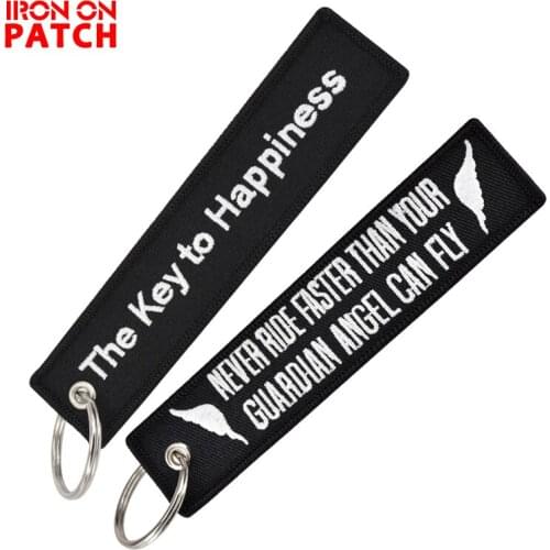 White/black Belt Fashion Key Tag Keychain for Motorcycles The Key to Happiness Key Fobs Key Ring bias tape webbing Key Chain