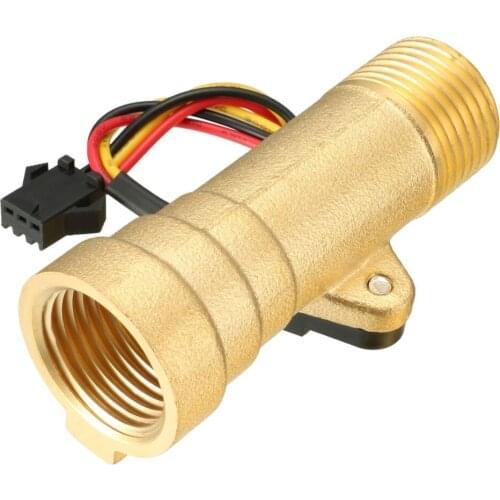 UXCELL G1/2" Hall Effect Liquid Water Flow Sensor Switches Meter DC 5V 1.25-30L/min or 1-30L/min Brass Tone Pressure 1.75MPa
