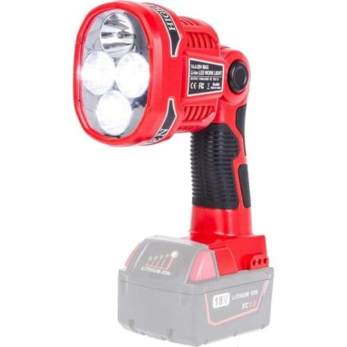 For Milwaukeee M18 14.4V-20V Lithium Battery 12W Flashlight Portable Outdoor Lamp USB Spotlight Night Light