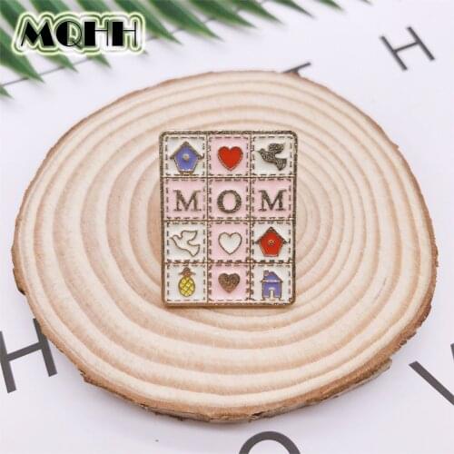 Cartoon Golden Love Family Bird Geometry MOM Enamel Brooch Alloy Badge Denim Clothes Bag Pin Jewelry Cute Accessories Gifts