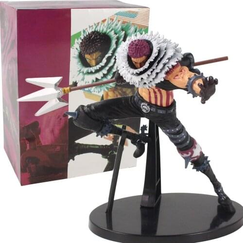 18cm OP Anime Charlotte Katakuri with Sword Weapoon Battle PVC Action Figure Cartoon Decoration Model Toys Kids Gift Brinquedos
