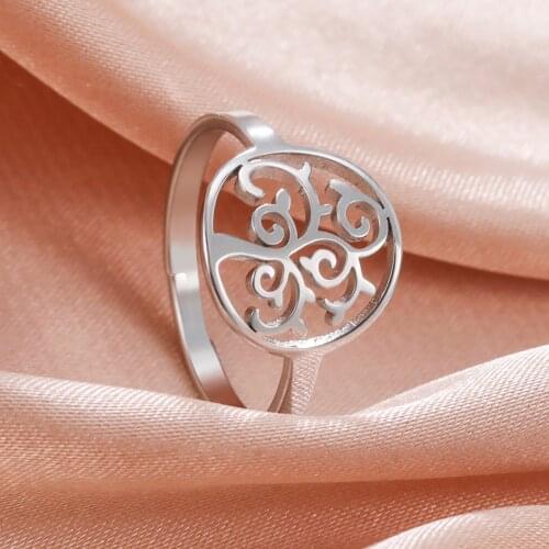 COOLTIME Stainless Steel Finger Ring for Woman Man Amulet Tree Of Life Gold Color Couple Ring Gift Women Jewelry Accessories