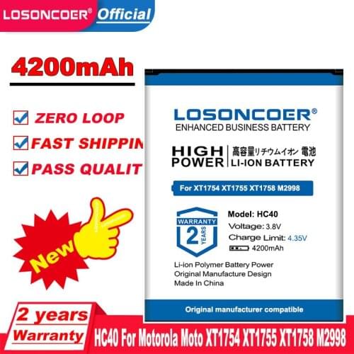 LOSONCOER 4200mAh HC40 Battery For Motorola Moto XT1754 XT1755 XT1758 M2998 Mobile Phone Batteries