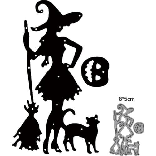 Metal Cutting Dies Cut Mold Halloween Witch Cat Decoration Scrapbook Paper Craft Knife Mould Blade Punch Stencils dies