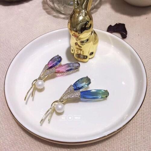 Multi-color Crystal Tulip Flower Brooches for Women Rhinestone Brooch Pin Fashion Jewelry Coat Dress Corsage Flower Style