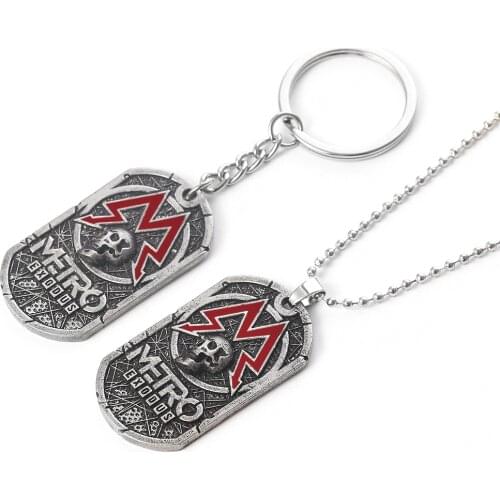 Fashion Metal Vintage Souvenir Pendant Tag Skull LOGO Keyring Game Metro Exodus Keychain