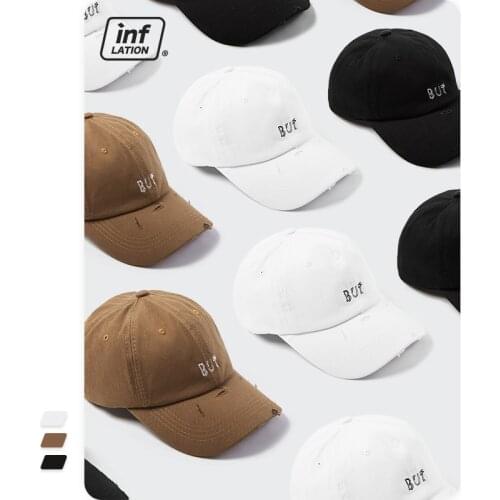 INFLATION Couple Baseball Cap Summer Fashion Cool Hip Hop Peaked Caps Men Streetwear Harajuku Ripped Baseball Cap 326CI2021