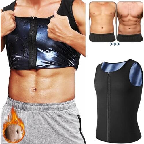 Men Body Shaper Sauna Vest Waist Trainer Slimming Belt Sweat Shirt Polymer Corset Top Abdomen Reducing Shapewear Fitness Top