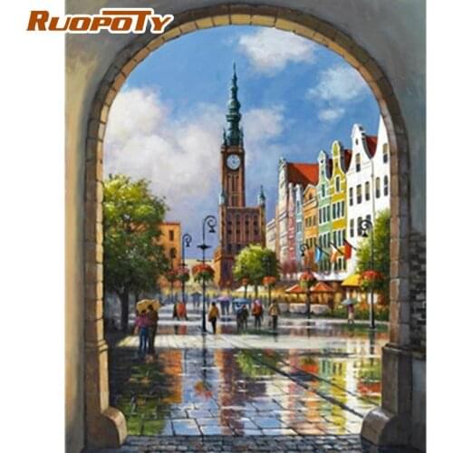 RUOPOTY Diy Framed Paint Picture By Numbers Kits For Beginner Easy Painting By Number Acrylic Oil Painted On Canvas Home Decor