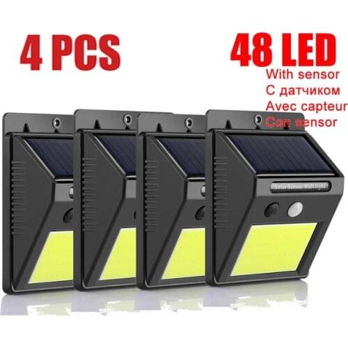 1-4PCS 48 LED Waterproof Solar Outdoor Light PIR Motion Sensor Solar Powered Spotlight Street Garden Decoration Lamp Supplies