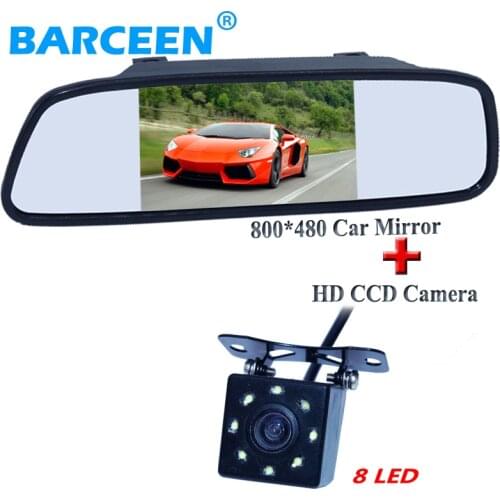 Auo for all cars new waterproof system car parking camera bring 8 led and 5" car mirror monitor 800*480 HD resolution
