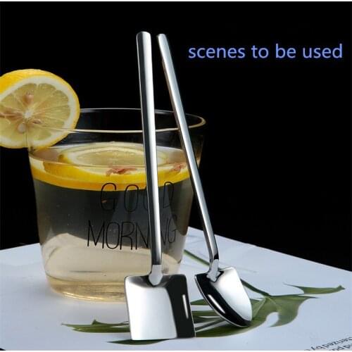 New style 304 stainless steel spoon long handle ice spoon spade-shaped stirring spoon Korean ice cream coffee spoon honey spoon