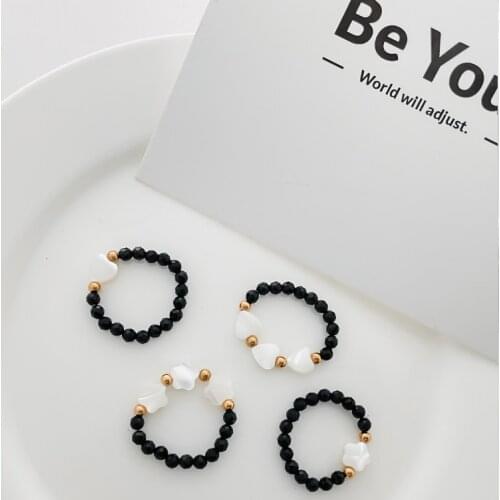 New Trend 2021 Natural Stone Heart-shaped Star Leaf Rings for Women Elegant Temperament Jewelry Banquet Party Gifts Wholesale