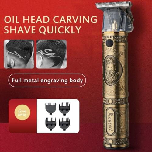 Rechargeable Retro Oil Head Push Shears Electric Clipper T-shaped Cutter Head Safe Fast Low Noise Durable Haircut Clippers TSLM1