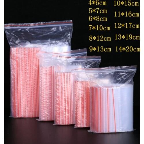 100pcs/pack Small Zip Lock Plastic Bags Reclosable Transparent Bag Shoe Bag Vacuum Storage Bag Poly Clear Bags Thickness 0.06mm
