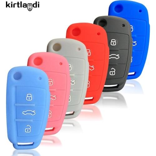 Silicone Key Holder Keychain Accessories for Audi A4 B7 A6 C6 A3 8p 8v Car Key Case Cover for Audi A6 C6 Cover 3 Button Remote