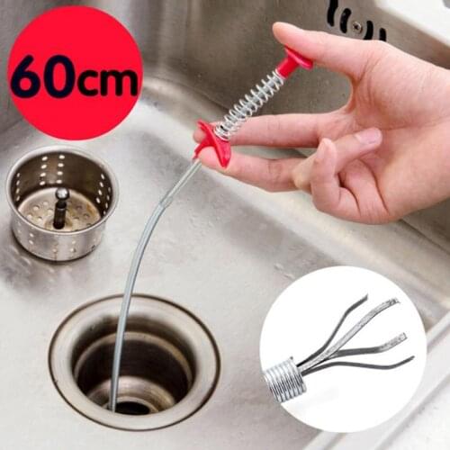 60CM Flexible Sink Claw Pick Up Kitchen Cleaning Tools Pipeline Dredge Sink Hair Brush Cleaner Bend Sink Tool With Spring Grip
