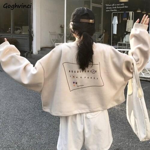 Women Hoodies All-match Trendy Korean Style Ulzzang Crop Top Female Womens Sweatshirts Oversize Pullovers Harajuku Streetwear